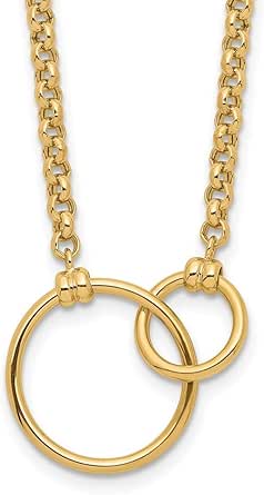 Goldfarbene polierte Glieder-Halskette, Schmuck für Damen, 46 cm 